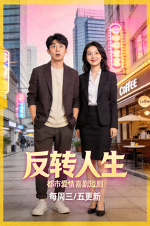 短剧《反转人生》海报，都市爱情喜剧短剧